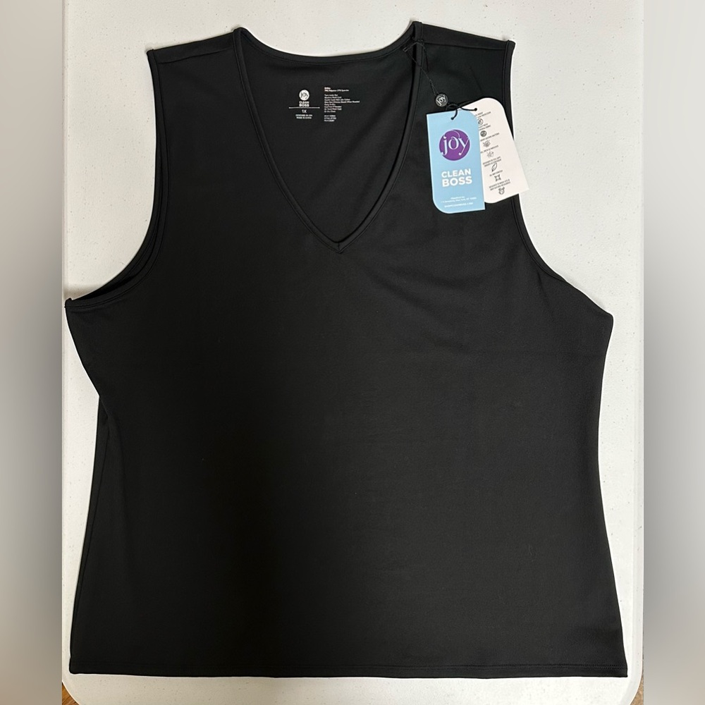 Joy V Neck Tank Top Black Women's Top NWT